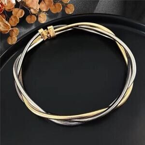 Multilayered Chunky Choker Necklace for Women Punk Stainless Steel Snake Bone